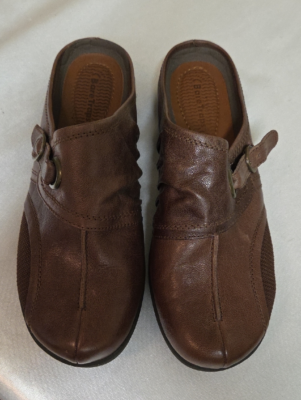 BareTraps Brown Women's Slip-On Mules with Buckle Accent